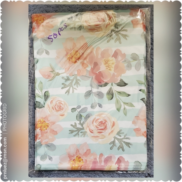 BTTA Other - 50 (10x13) Pink Stripes & Flowers Poly Mailers